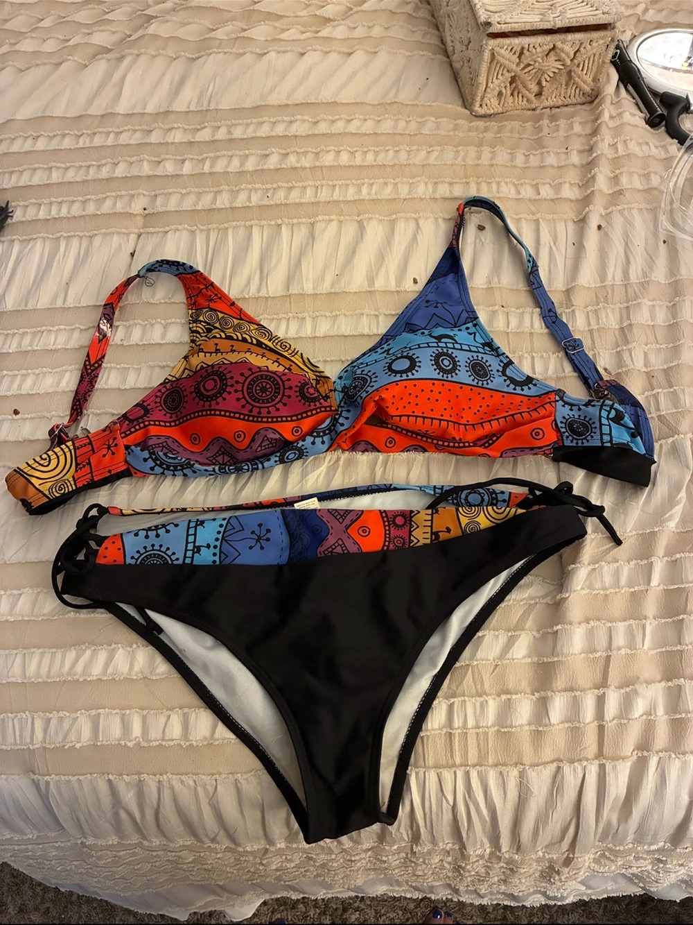 Amazon Multicolor & Black Two-Piece Bikini Set